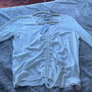 white ribbed long sleeve top!